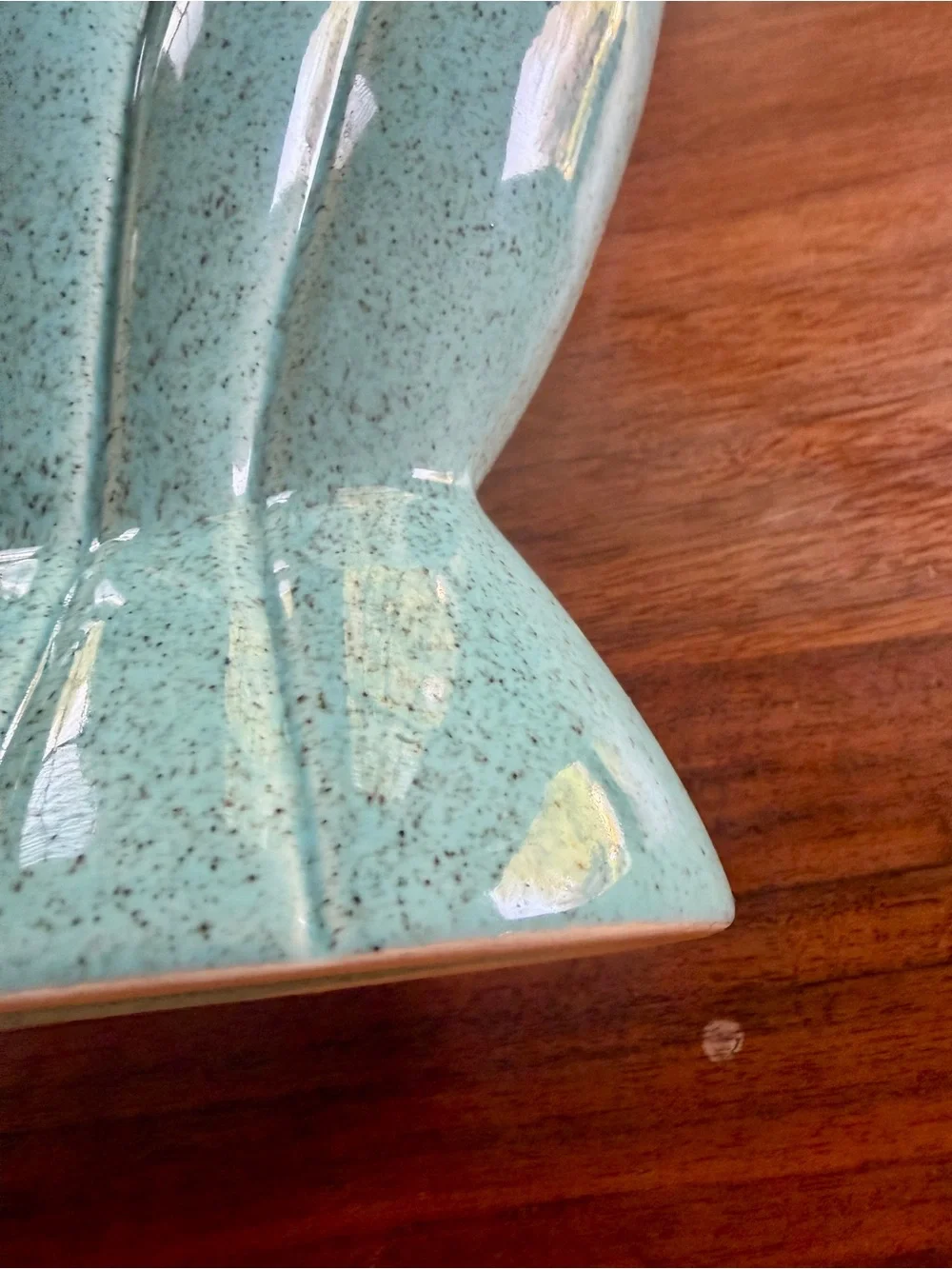 Vintage Red Wing USA Turquoise Speckled Art Pottery Vase #416-10 Mid Century Mod